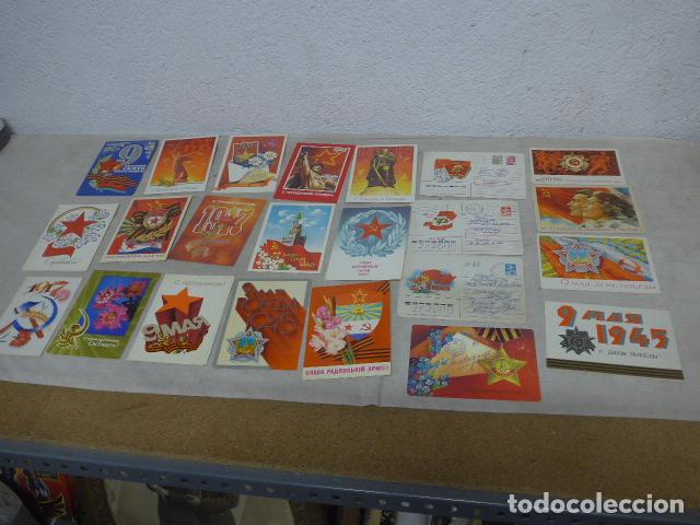 Militaria: Lote de 23 antiguas postales de la URSS comunista, variedad.
