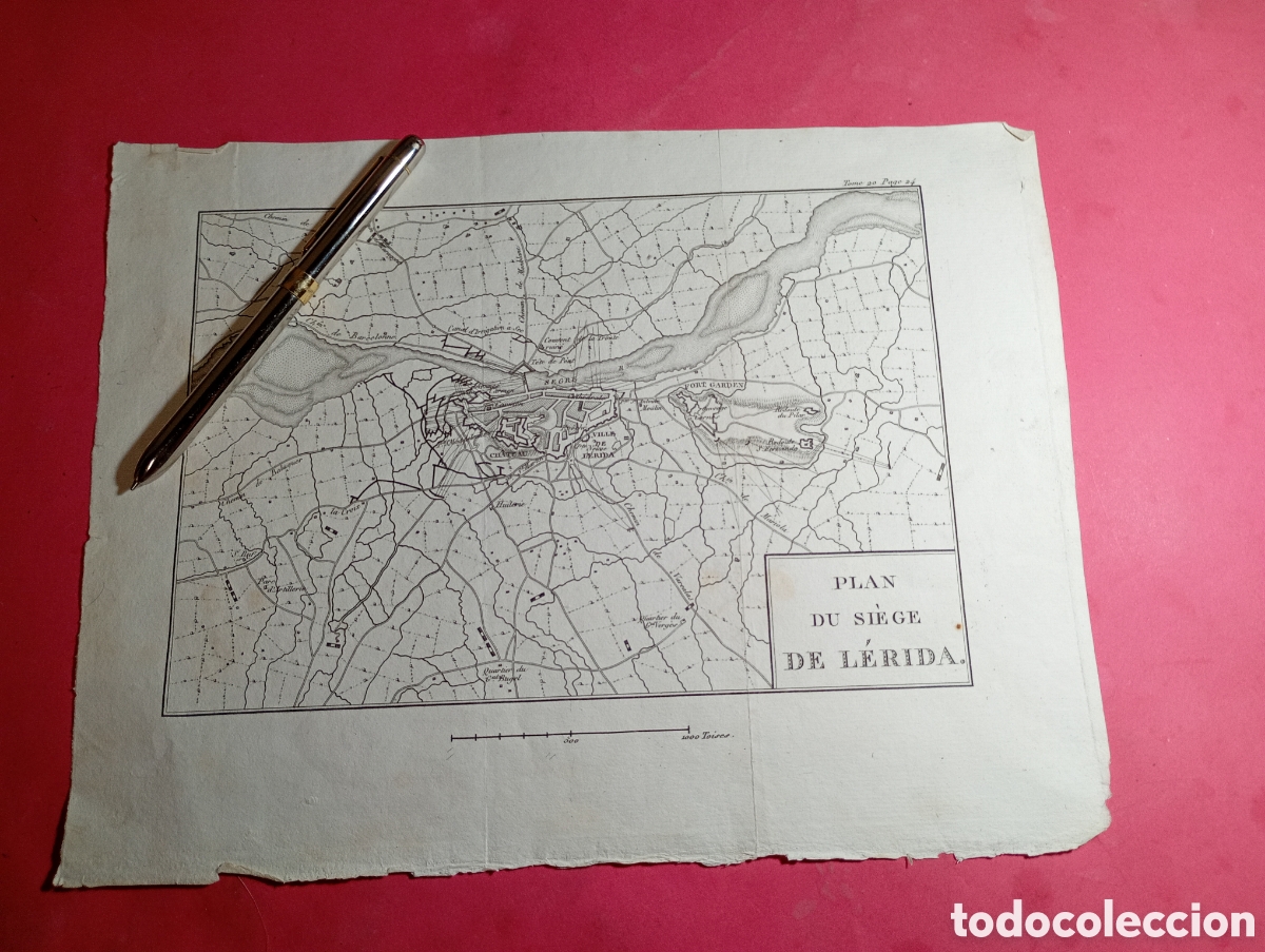 Militaria: Mapa Plano Grabado sitio de L&eacute;rida Lleida 1810 Asedio Napole&oacute;nico - Tardieu Panckoucke 1820