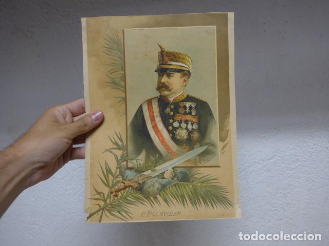 Militaria: Antiguo cartel original del General Polavieja, Guerra Africa, Guerra Cuba y Filipinas y III Carlista