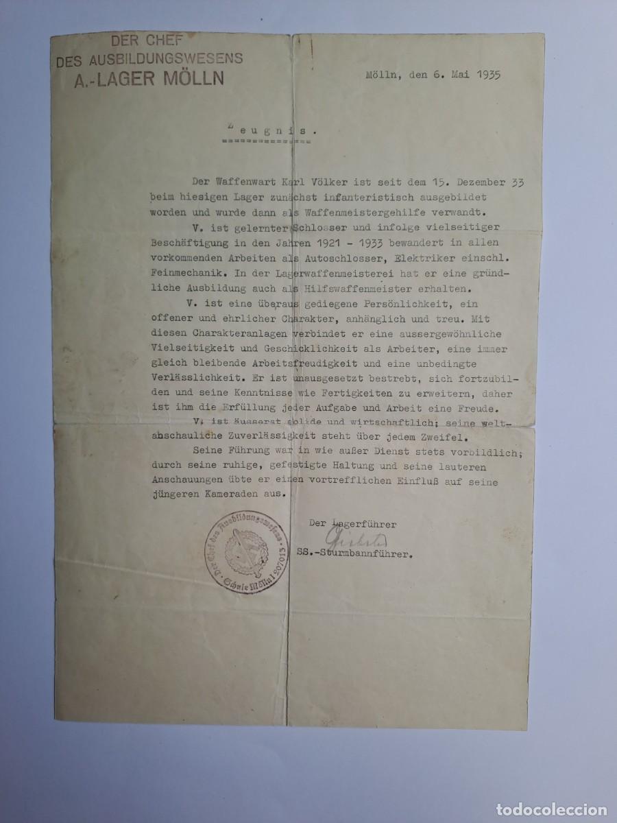 Militaria: Un documento previo a la incorporaci&oacute;n a las SS: el certificado de Karl V&ouml;lker (1935)