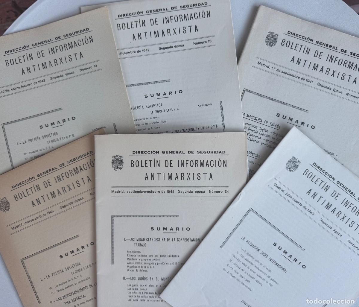 Militaria: SEIS BOLETINES DE INFORMACI&Oacute;N ANTIMARXISTA - DIRECCI&Oacute;N GENERAL DE SEGURIDAD -A&Ntilde;O 1941-1942-1943-1944