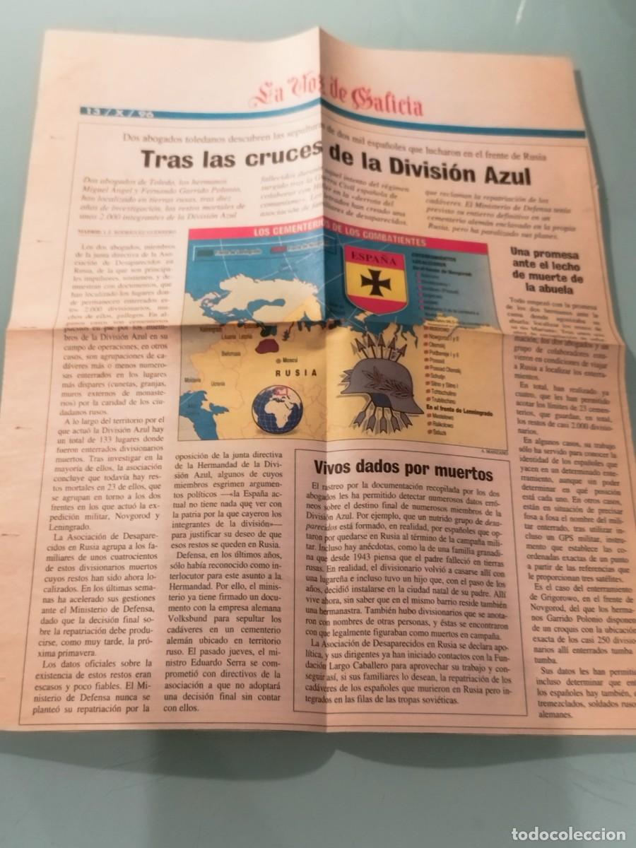 Militaria: Hoja La voz de Galicia localizaron las sepulturas de centenares de voluntarios de la Divisi&oacute;n Azul.