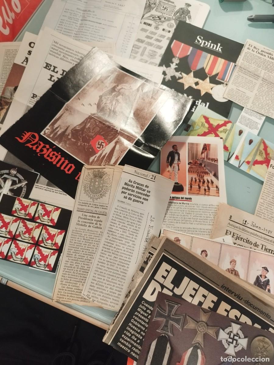 Militaria: Conjunto de recortes, hojas de prensa, revistas. Militar, nazi, Hitler.
