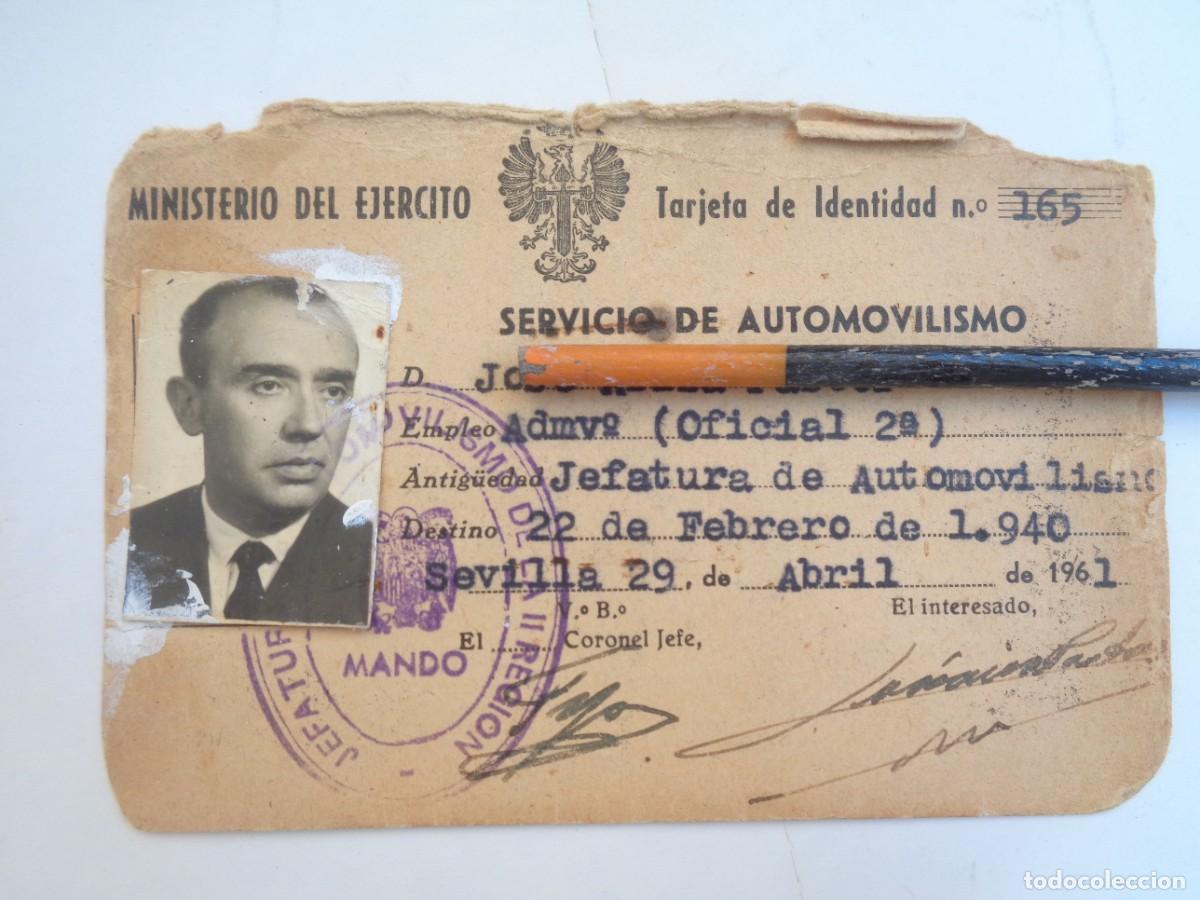 Militaria: MINISTERIO DEL EJERCITO - SERVICIO AUTOMOVILISMO : TARJETA IDENTIDAD . SEVILLA , 1961
