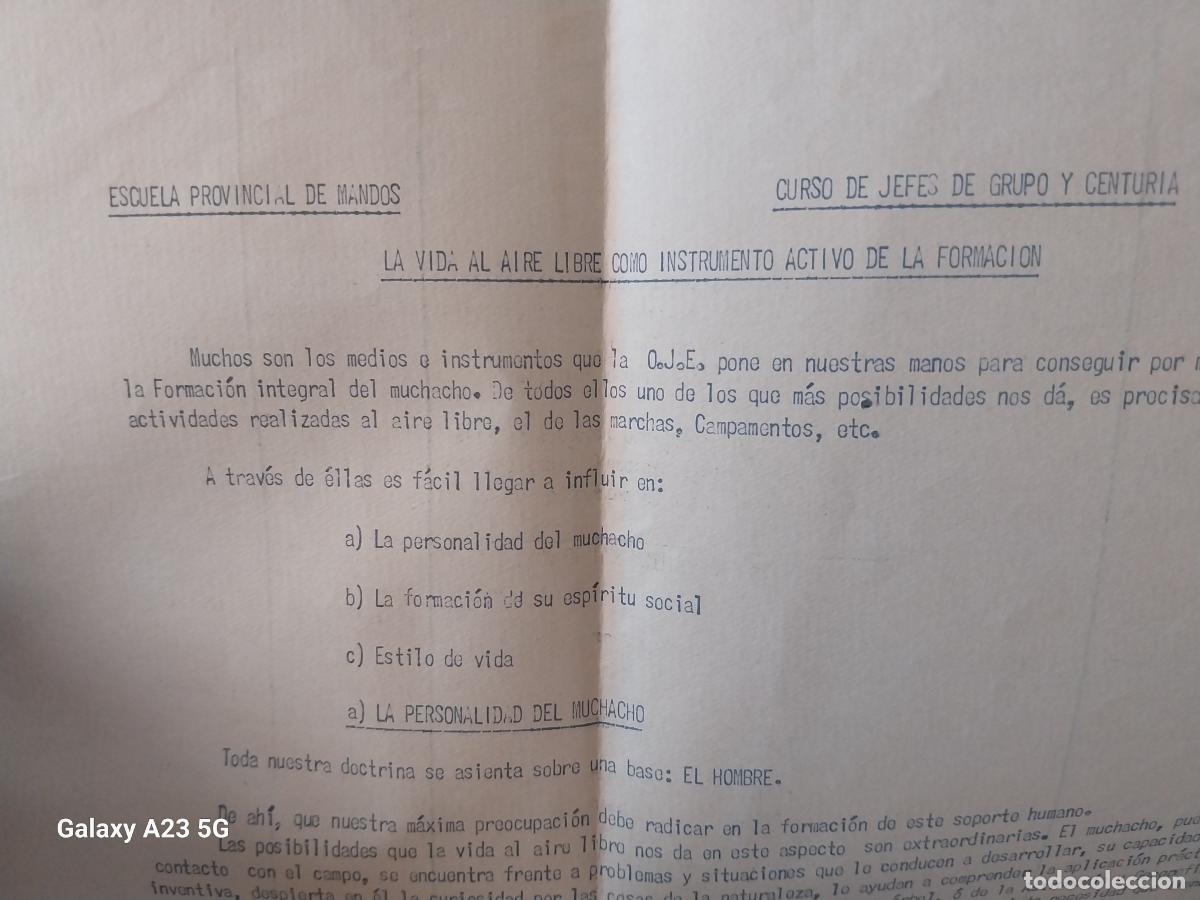 Militaria: OJE CURSO JEFE GRUPO CENTURIA ESCUELA DE MANDOS FOLIO PUREZA VIRILIDAD ACTIVIDADES AIRE LIBRE
