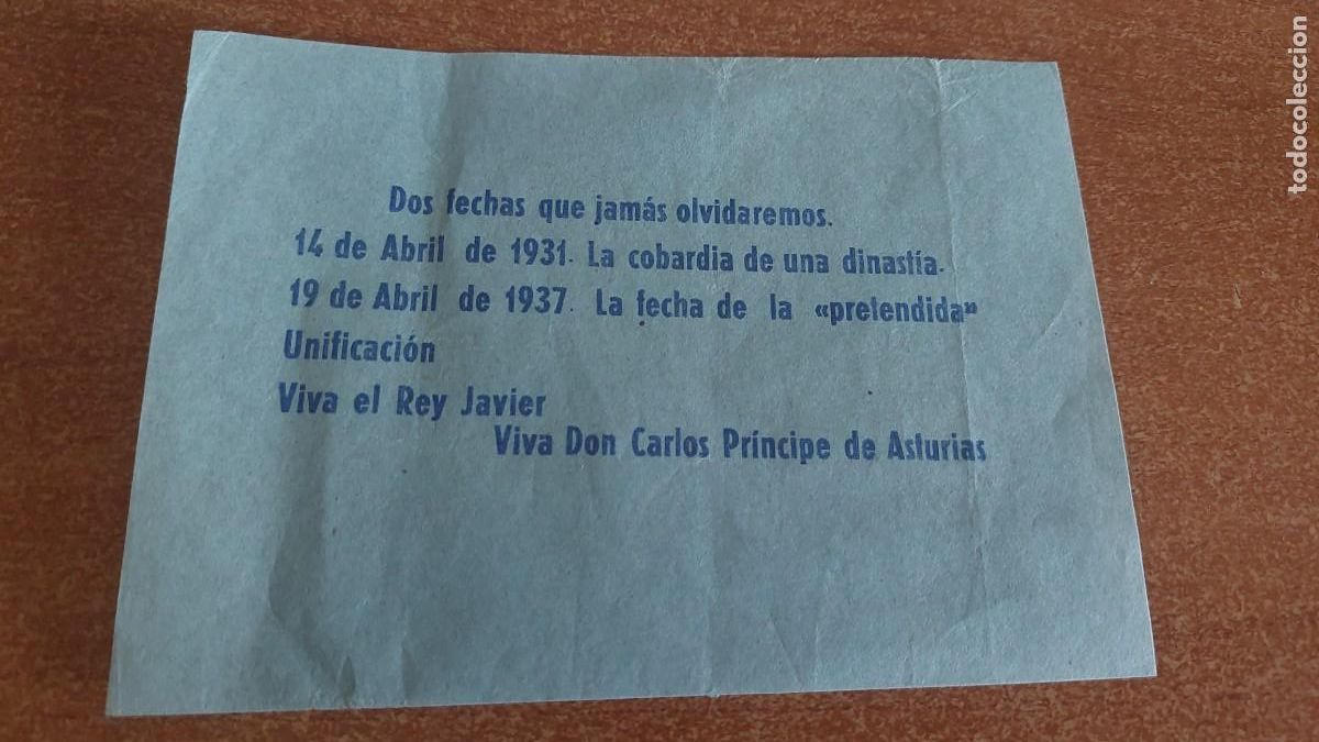 Militaria: Panfleto carlista Viva el rey Don Carlos