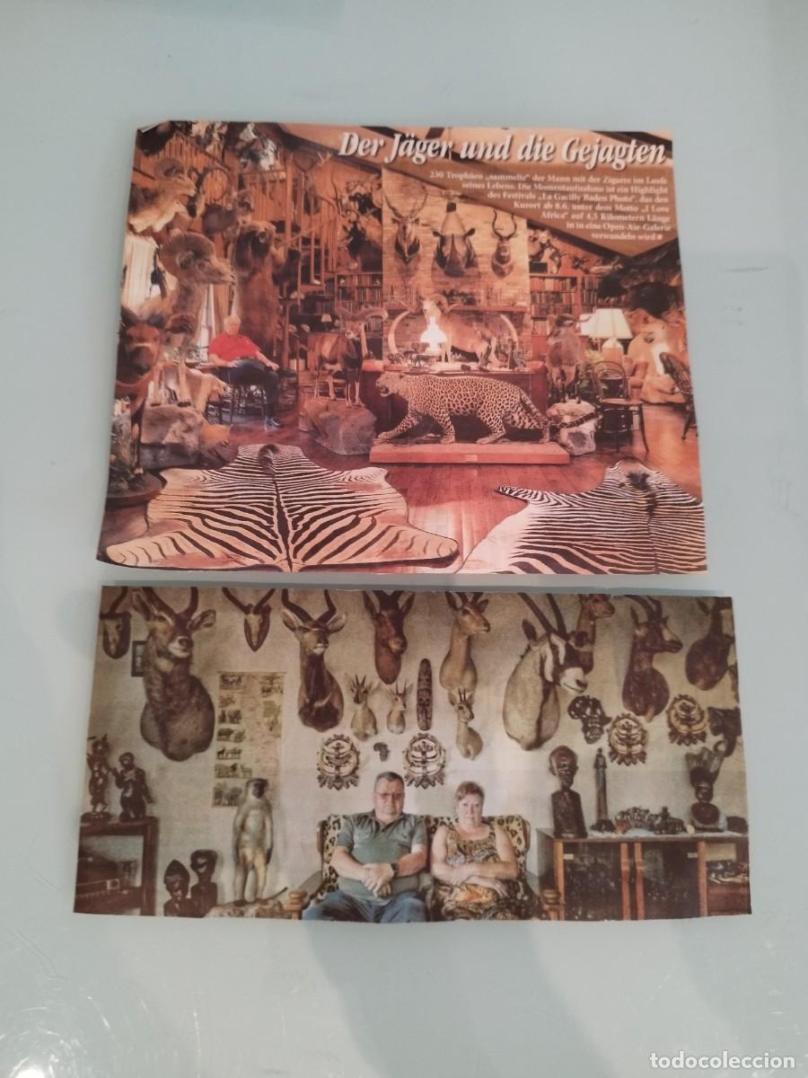 Militaria: Dos recortes de revista. IN THE BASEMENT, documental Nazi. Trophy room.