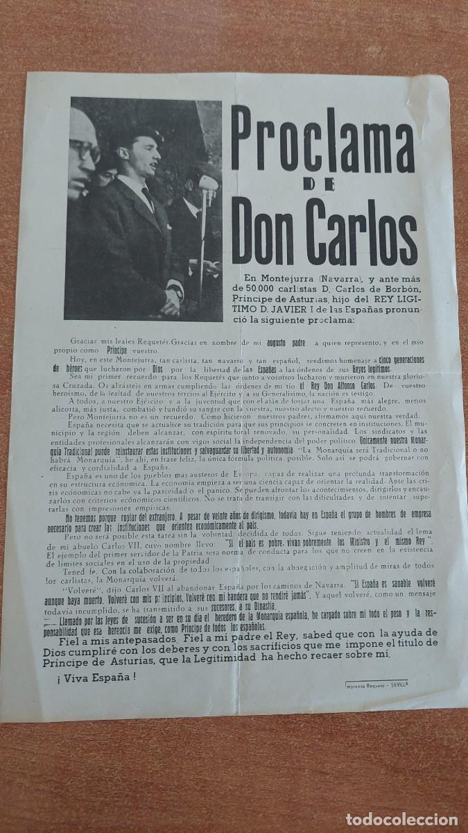 Militaria: Documento carlista Proclama de Don Carlos