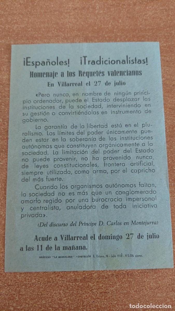 Militaria: Documento pasquin carlista Espa&ntilde;oles Tradicionalistas