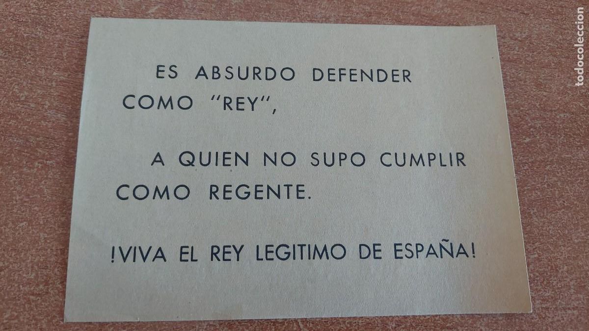 Militaria: Documento pasquin carlista contra Juan Carlos