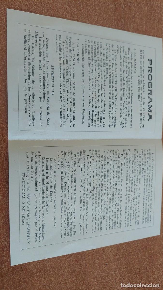 Militaria: Documento Feria Montejurra 1958 - Foto 2