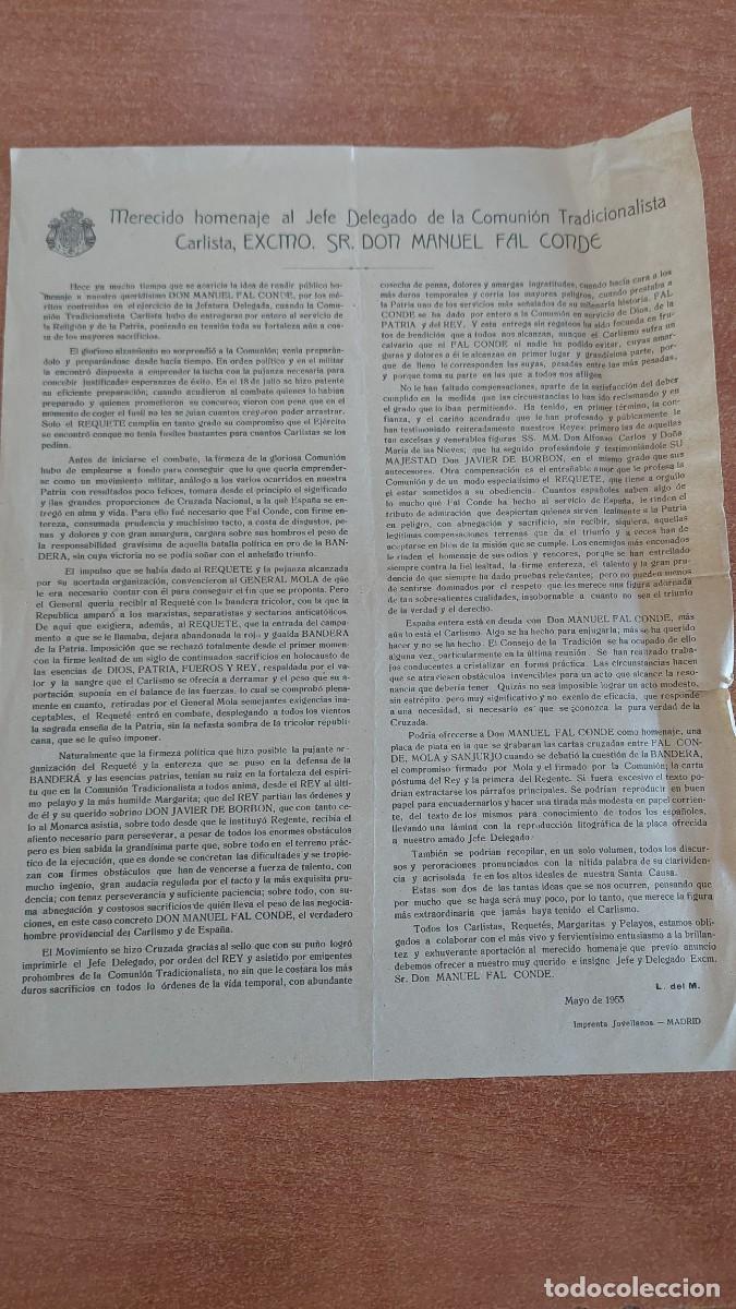 Military Antiques: Documento Carlista homenaje a Fal Conde