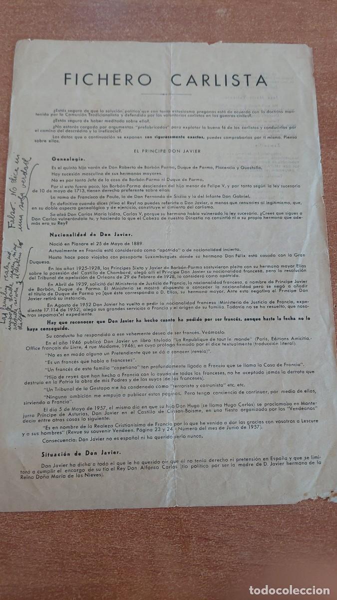 Militaria: Documento pasquin carlista Fichero