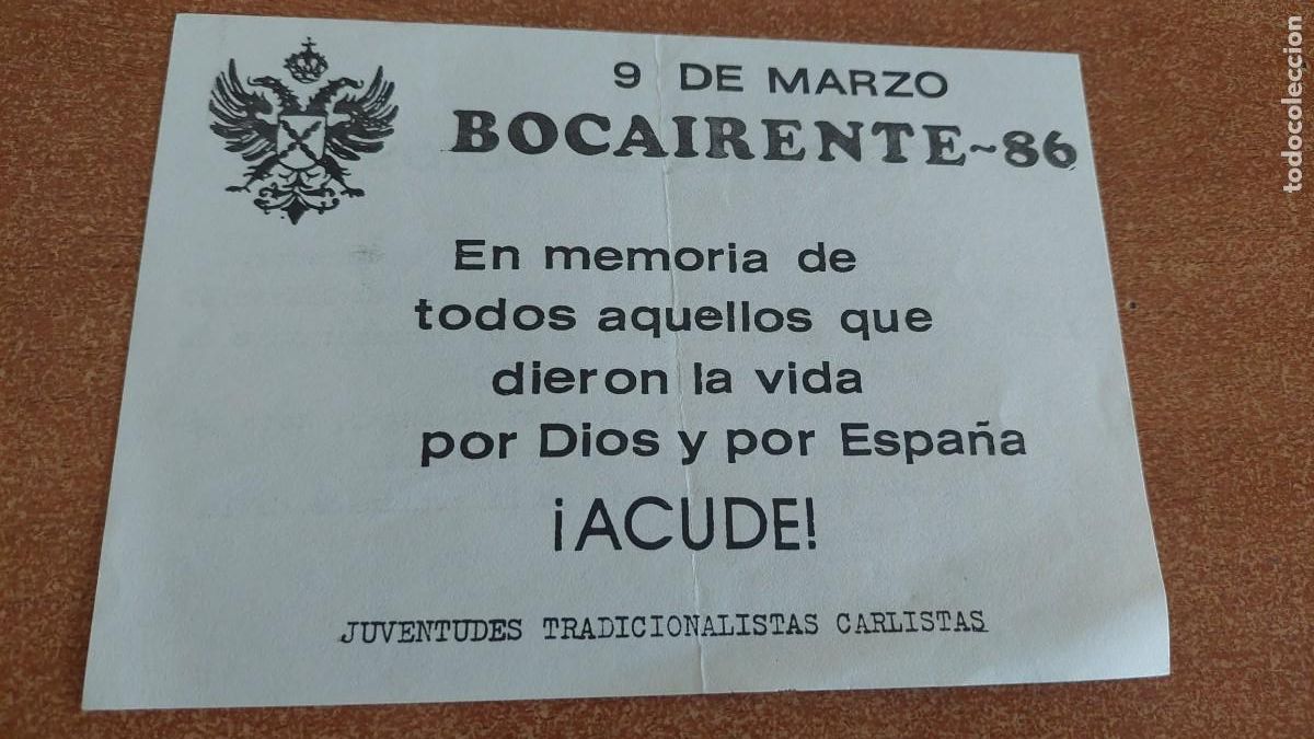 Militaria: Documento pasquin carlista Bocairente 1986