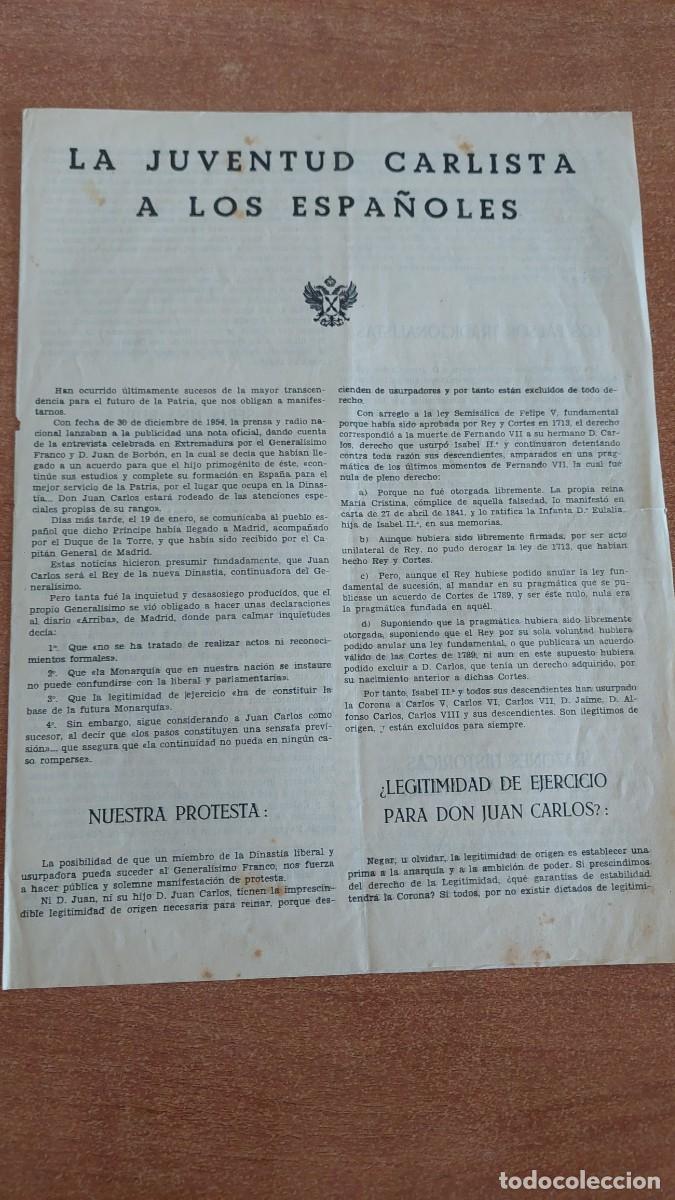 Militaria: Documento pasquin carlista juventud carlista a los espa&ntilde;oles