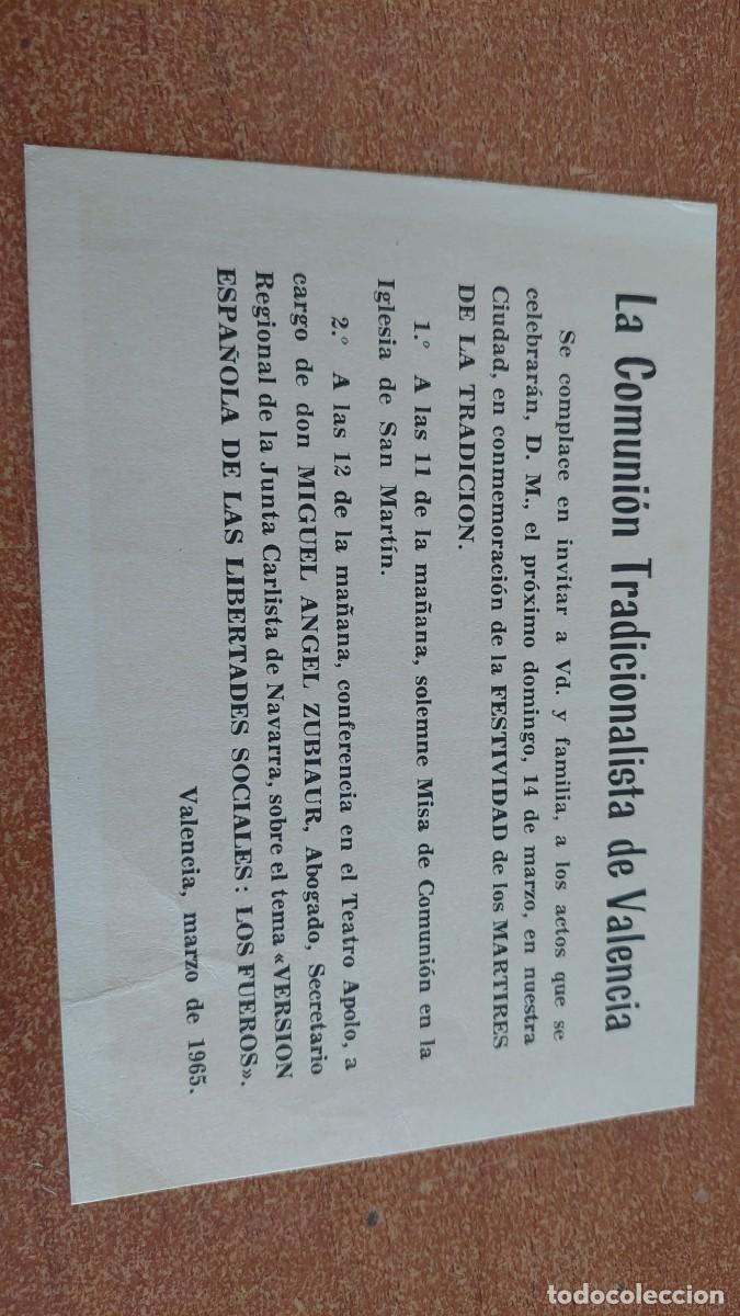 Militaria: Documento pasquin carlista Valencia 1965