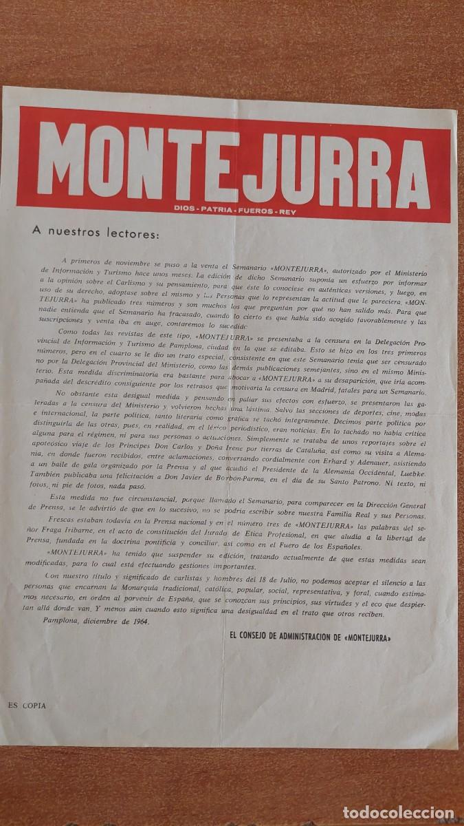 Militaria: Documento pasquin carlista Montejurra 1964