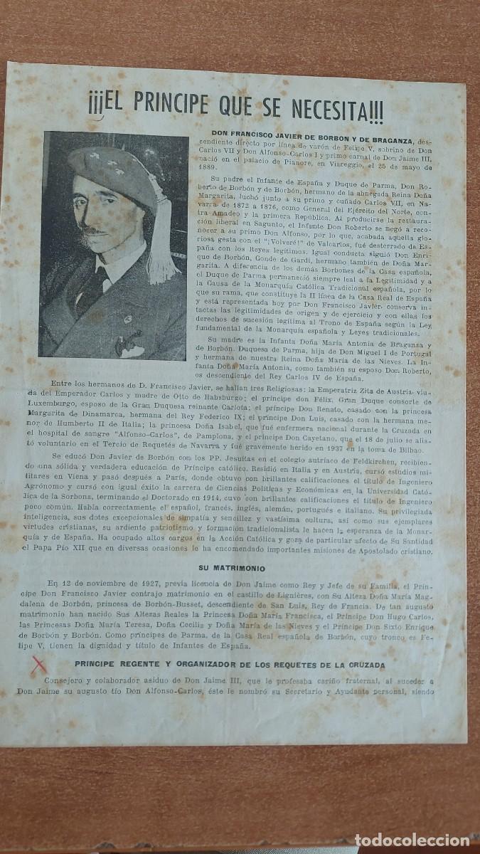 Militaria: Documento pasquin carlista El pr&iacute;ncipe que se necesita 1952