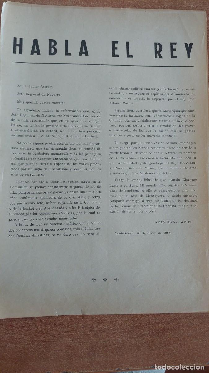 Militaria: Documento pasquin carlista Habla el Rey