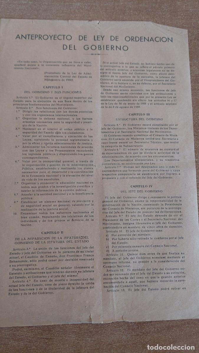 Militaria: Documento pasquin carlista anteproyecto de ley org&aacute;nica de ordenaci&oacute;n del Gobierno