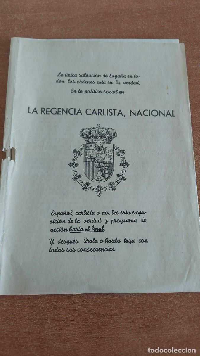 Militaria: Libreto carlista Regencia Nacional 1958