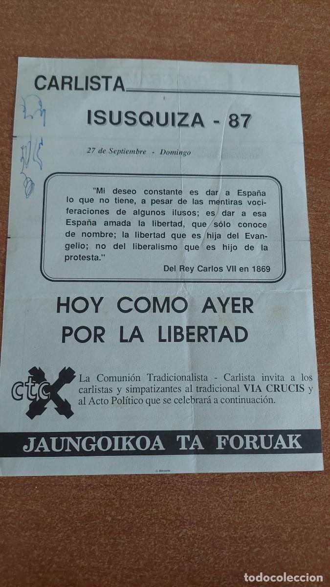 Militaria: Pasquin panfleto Carlista vasco 1987