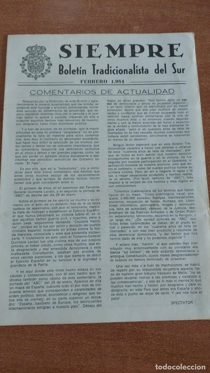 Militaria: Bolet&iacute;n carlista Siempre 1984