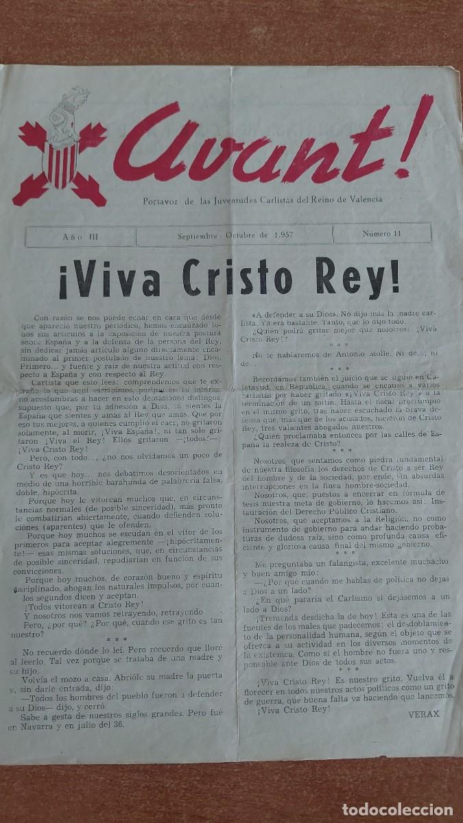 Militaria: Peri&oacute;dico Carlista Avant Valencia octubre 1957