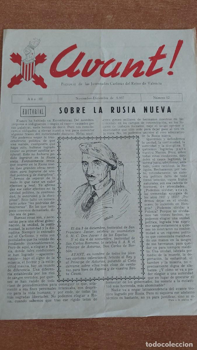 Militaria: Peri&oacute;dico Carlista Avant Valencia Noviembre 1957