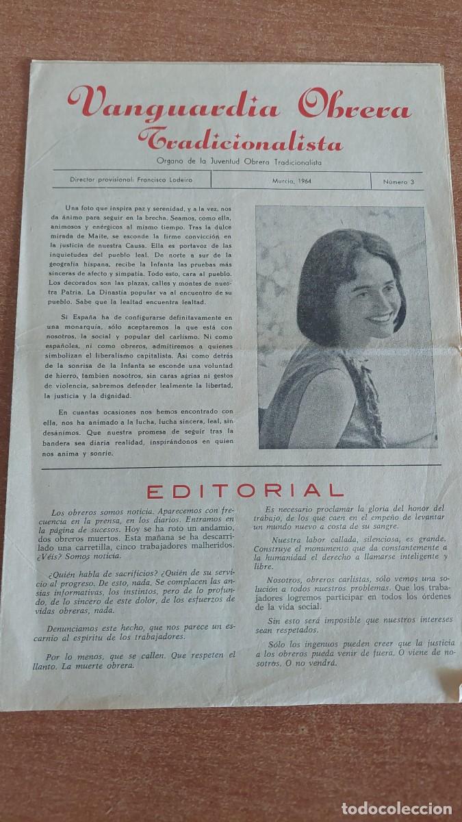 Militaria: Peri&oacute;dico Carlista Vanguardia Obrera tradicionalista Murcia 1964