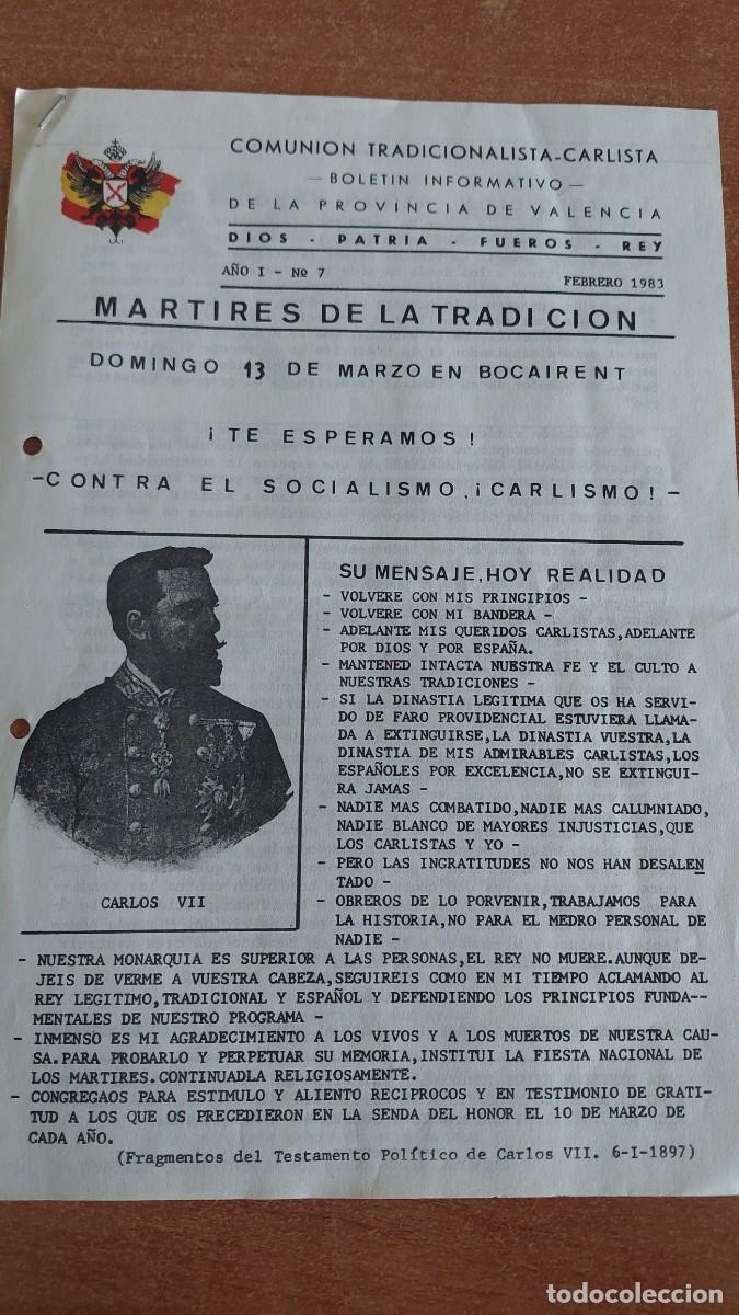 Militaria: Bolet&iacute;n Carlista n 7 Febrero 1983 Valencia