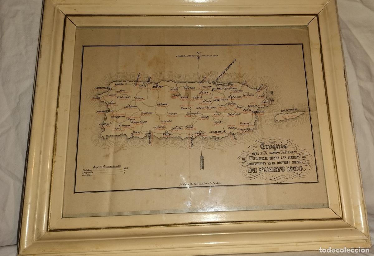 Militaria: ANTIGUO MAPA FUERZAS DE VOLUNTARIOS DISTRITO MILITAR DE PUERTO RICO - A&Ntilde;O 1870.