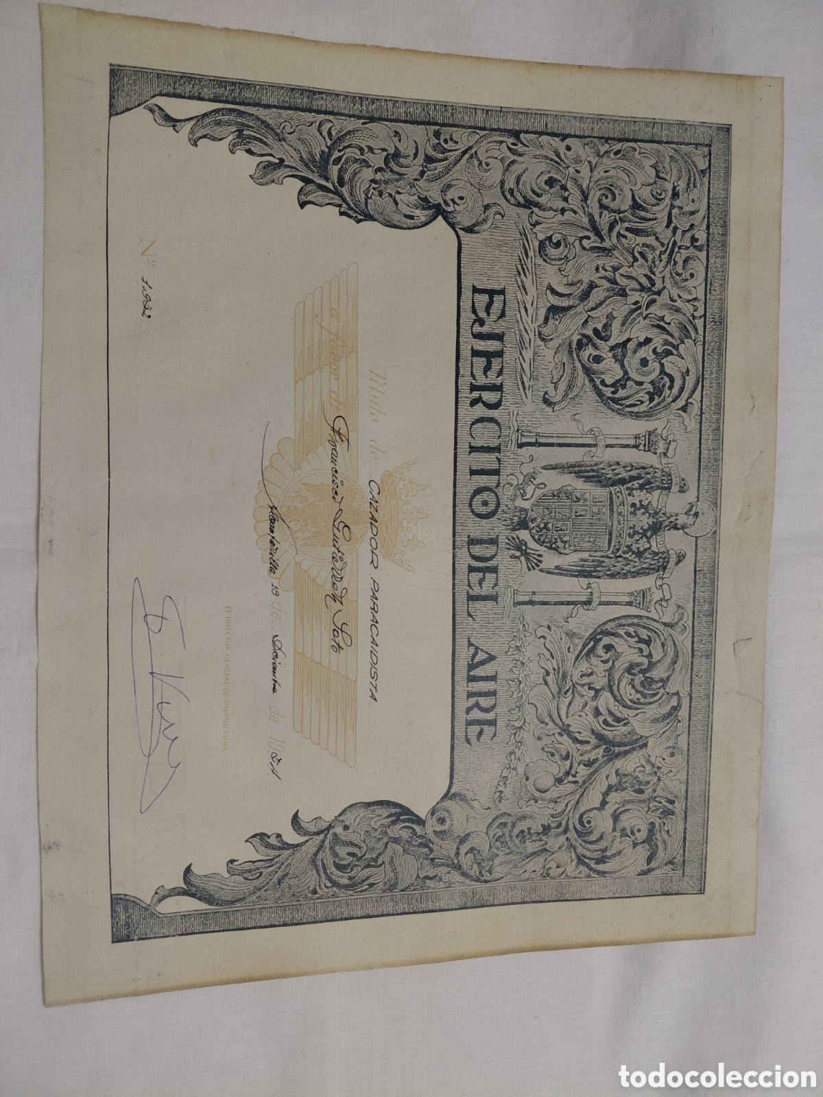 Militaria: EJERCITO DEL AIRE.TITULO DE CAZADOR PARACAIDISTA.FECHADO 1954 EN ALCANTARILLA MURCIA