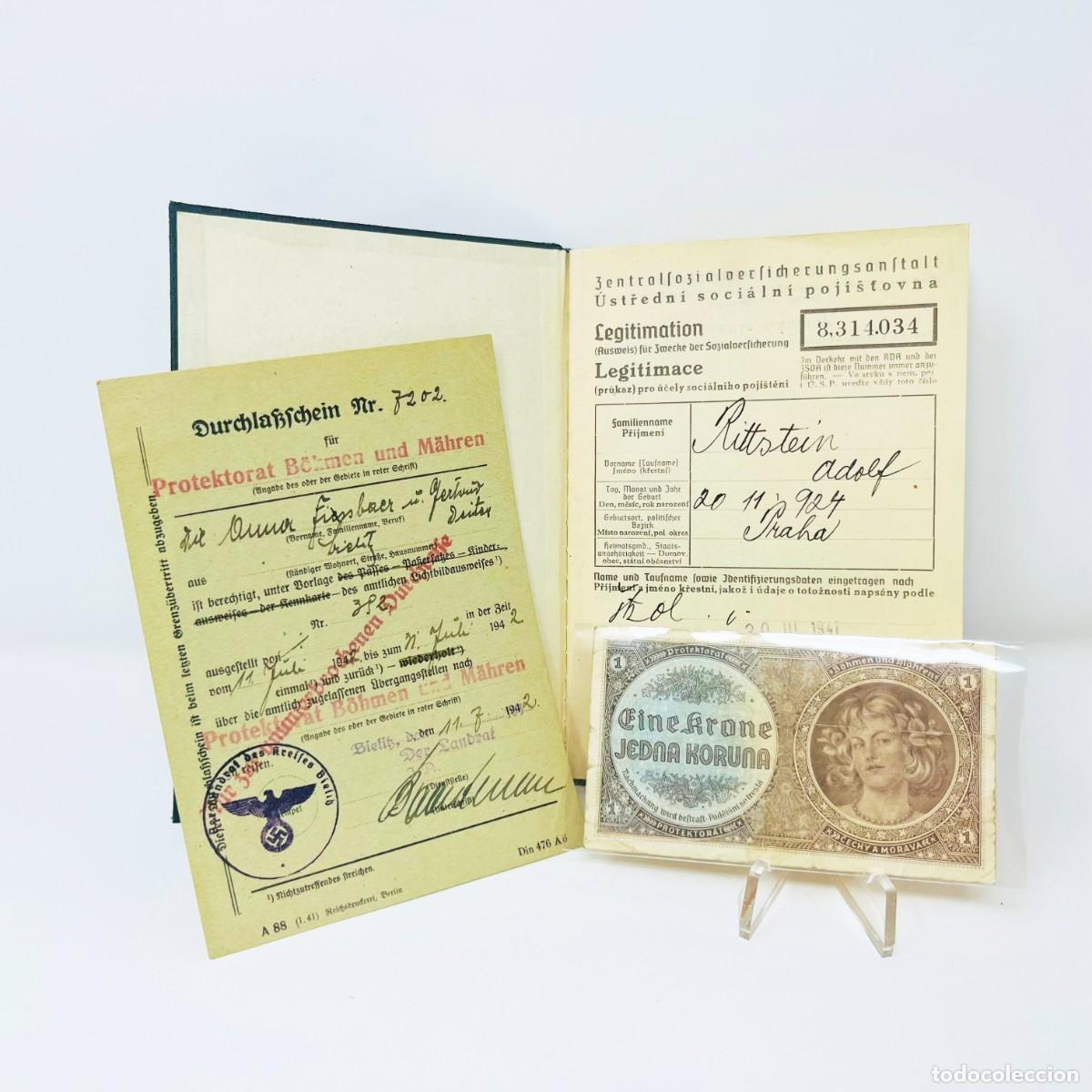 Militaria: III REICH &ndash; PROTECTORADO BOHEMIA Y MORAVIA &ndash; SALVOCONDUCTO 1942 + DOCUMENTO + BILLETE
