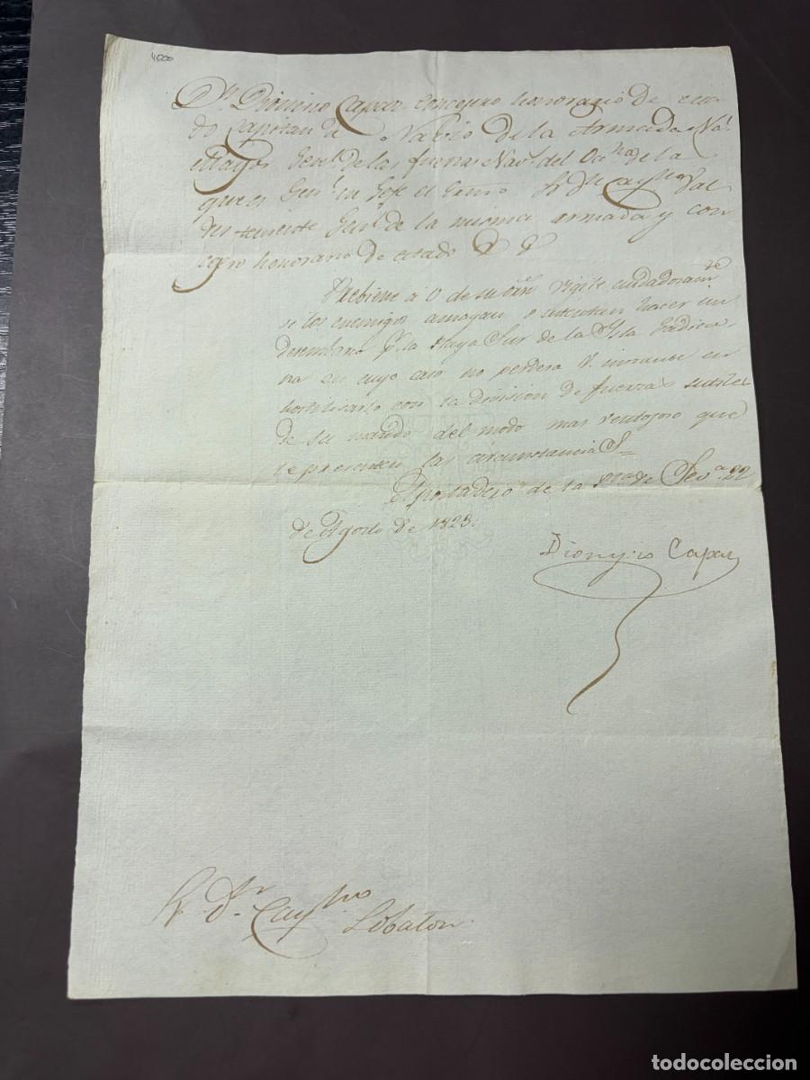 Militaria: OFICIO NAVAL DIONISIO CAPAZ &ndash; SANCTI PETRI &ndash; FUERZAS NAVALES DEL OC&Eacute;ANO &ndash; AGOSTO 1823