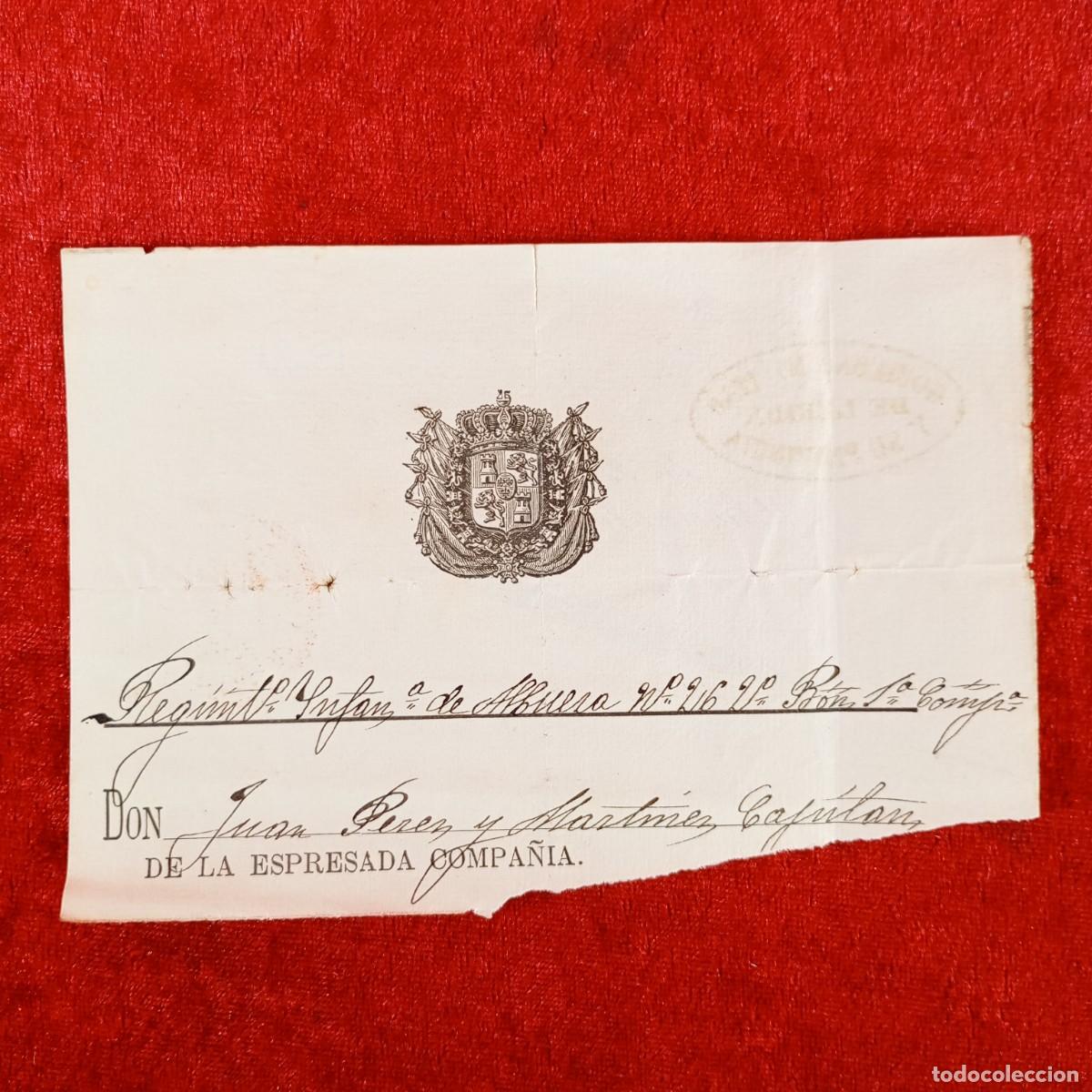 Militaria: DOCUMENTO REGIMIENTO DE INFANTERIA DE HUESCA FIRMADO POR EL CAPITAN - GOBIERNO MILITAR L&Eacute;RIDA / 776