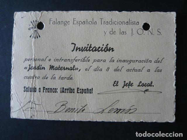 Military Antiques: FALANGE ESPA&Ntilde;OLA TRADICIONALISTA INVITACION INAUGURACION JARDIN MATERNAL