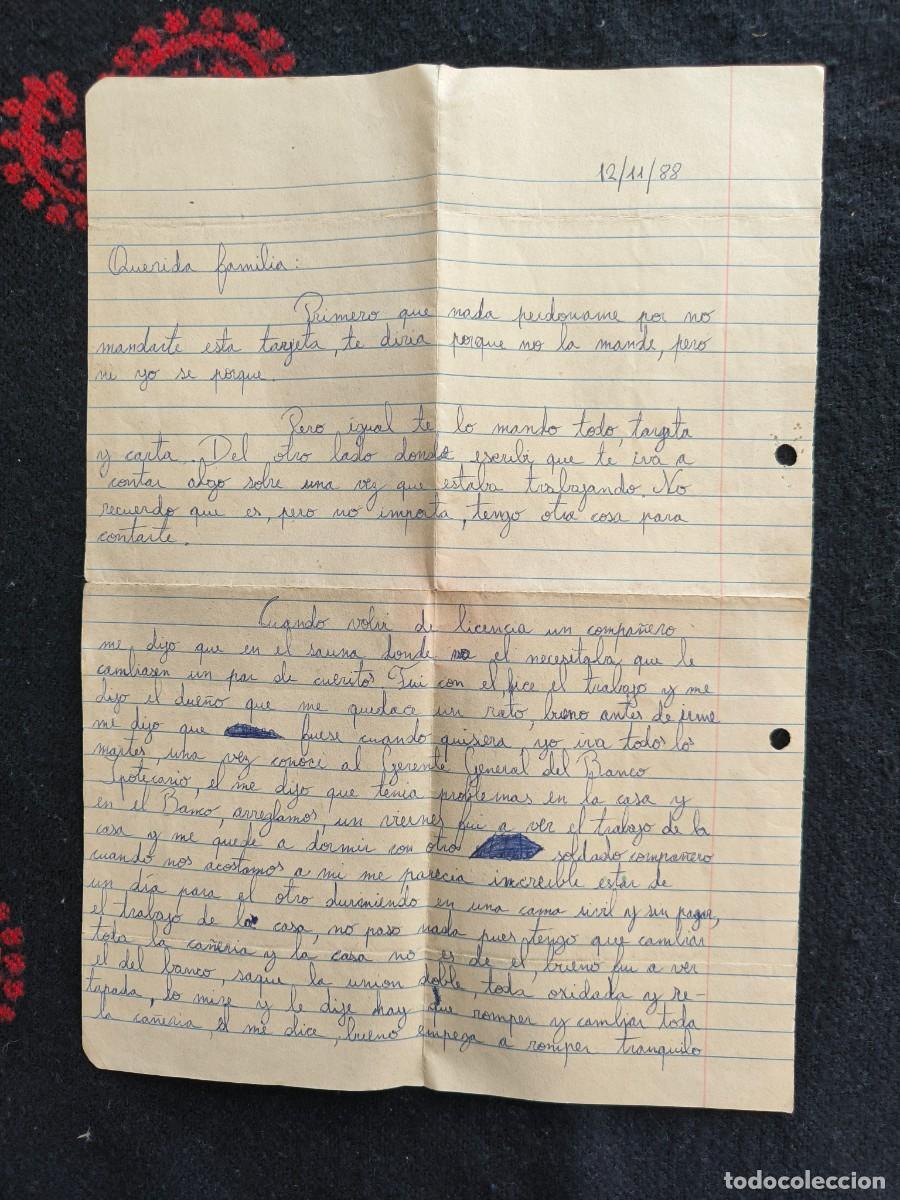 Militaria: Carta Manuscrita Antigua 1988 &ndash; Correspondencia De Un Soldado A Su Madre, Coleccionable Vintage