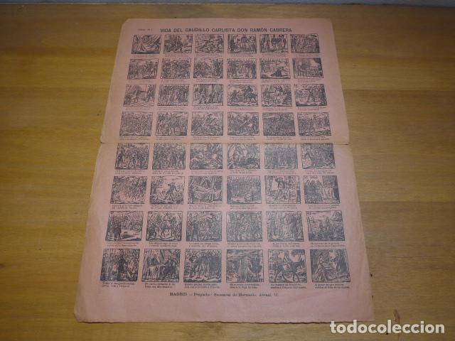 Militaria: Antiguo cartel auca de la Vida del Caudillo Carlista Don Ramon Cabrera, original III Guerra Carlista