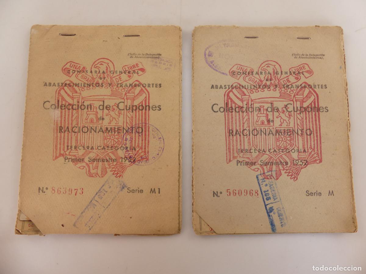 Militaria: COLECCI&Oacute;N DE CUPONES DE RACIONAMIENTO 2 CARTILLAS A&Ntilde;O 1952 SERIE M Y M1
