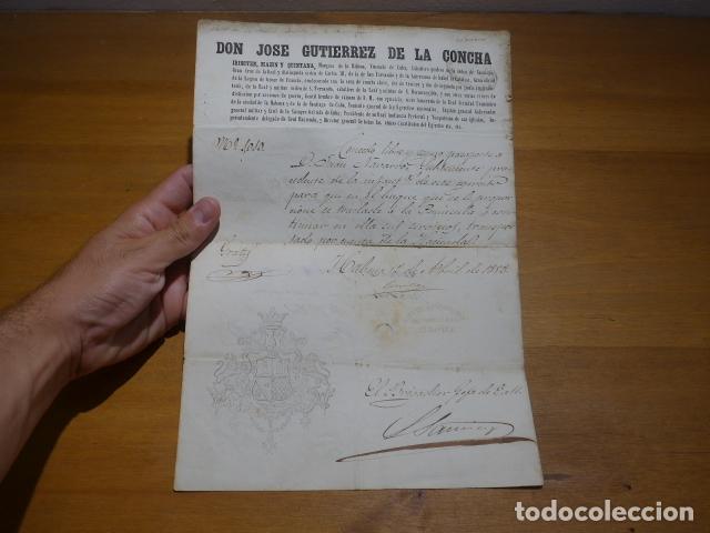 Militaria: Antiguo documento de la Guerra de Cuba: pasaporte subteniente a buque para volver a Espa&ntilde;a, 1858