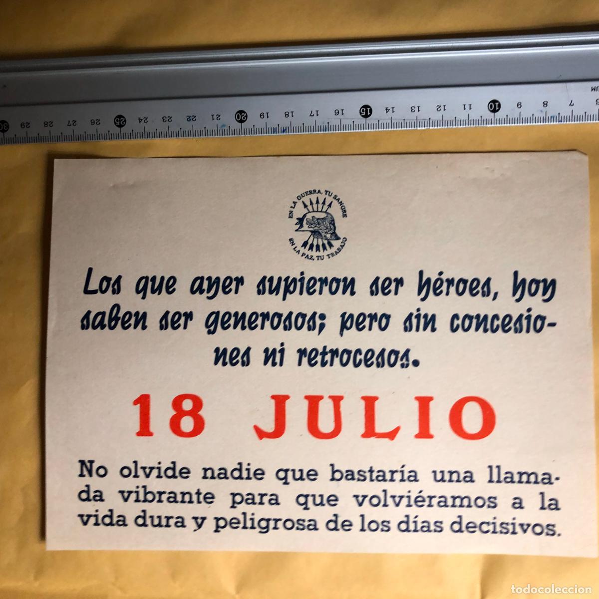 Militaria: CONFEDERACI&Oacute;N EXCOMBATIENTES 18 JULIO CUARTILLA