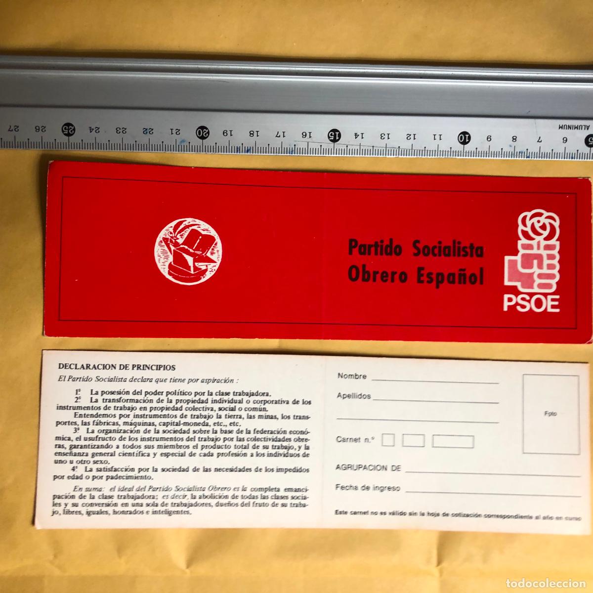 Militaria: CARN&Eacute; PARTIDO SOCIALISTA OBRERO ESPA&Ntilde;OL