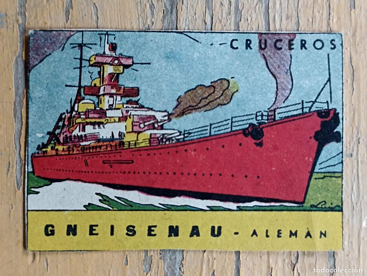 Militaria: Viejo cromo crucero Gneisenau de 1942 (III Reich Hitler- Nazi- Alemania) WWII