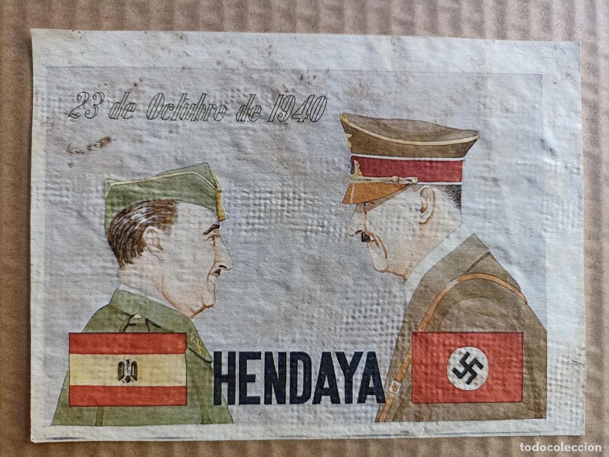 Militaria: L&aacute;mina cuadro, pintura Hitler y Franco, Hendaya (III Reich Hitler- Nazi- Alemania) WWII