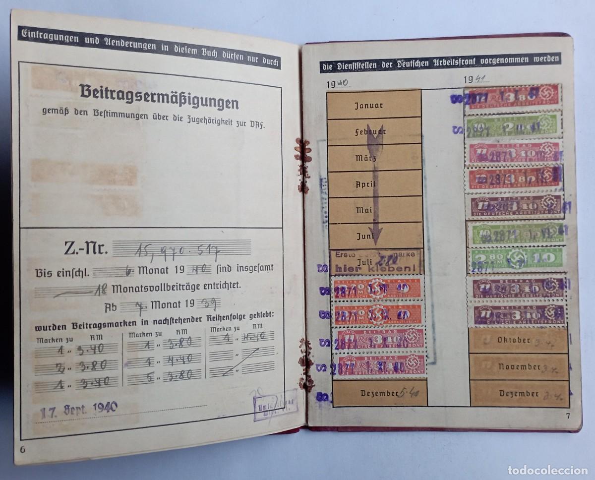 Military Antiques: Libreta, cartilla deutsche arbeitsfront, documento (III Reich Hitler- Nazi- Alemania) WWII de 1939