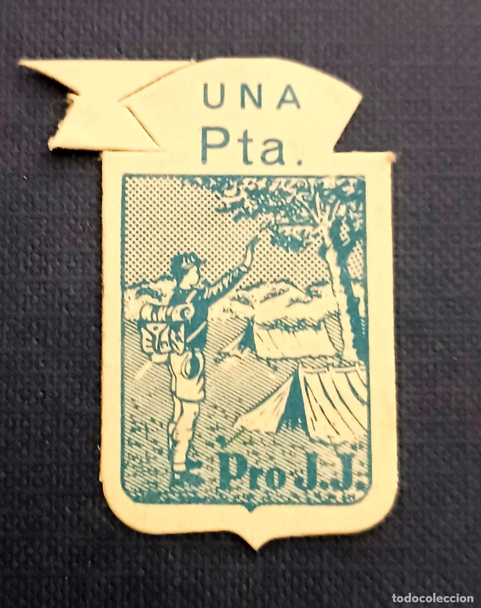 Militaria: EMBLEMA DE OJAL UNA PESETA PRO J.J. FRENTE JUVENTUDES. OJE.
