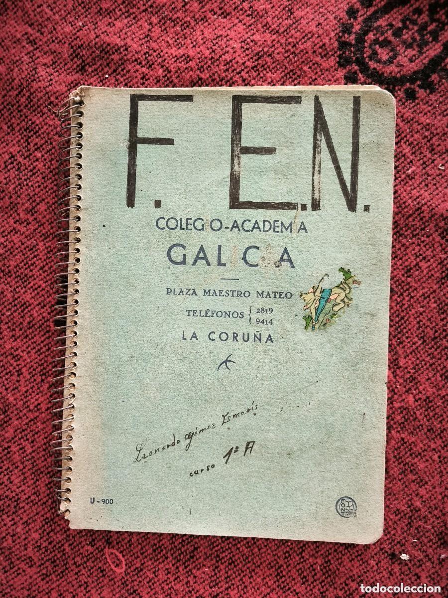 Militaria: Cuaderno Escolar FEN Formaci&oacute;n Del Esp&iacute;ritu Nacional Colegio Galicia La Coru&ntilde;a Manuscrito