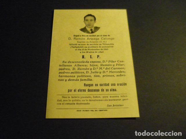 Militaria: RECORDATORIO DEFUNCION RAMON ARTEAGA CALONGE CAPITAN DE AVIACION VILLANUBLA VALLADOLID