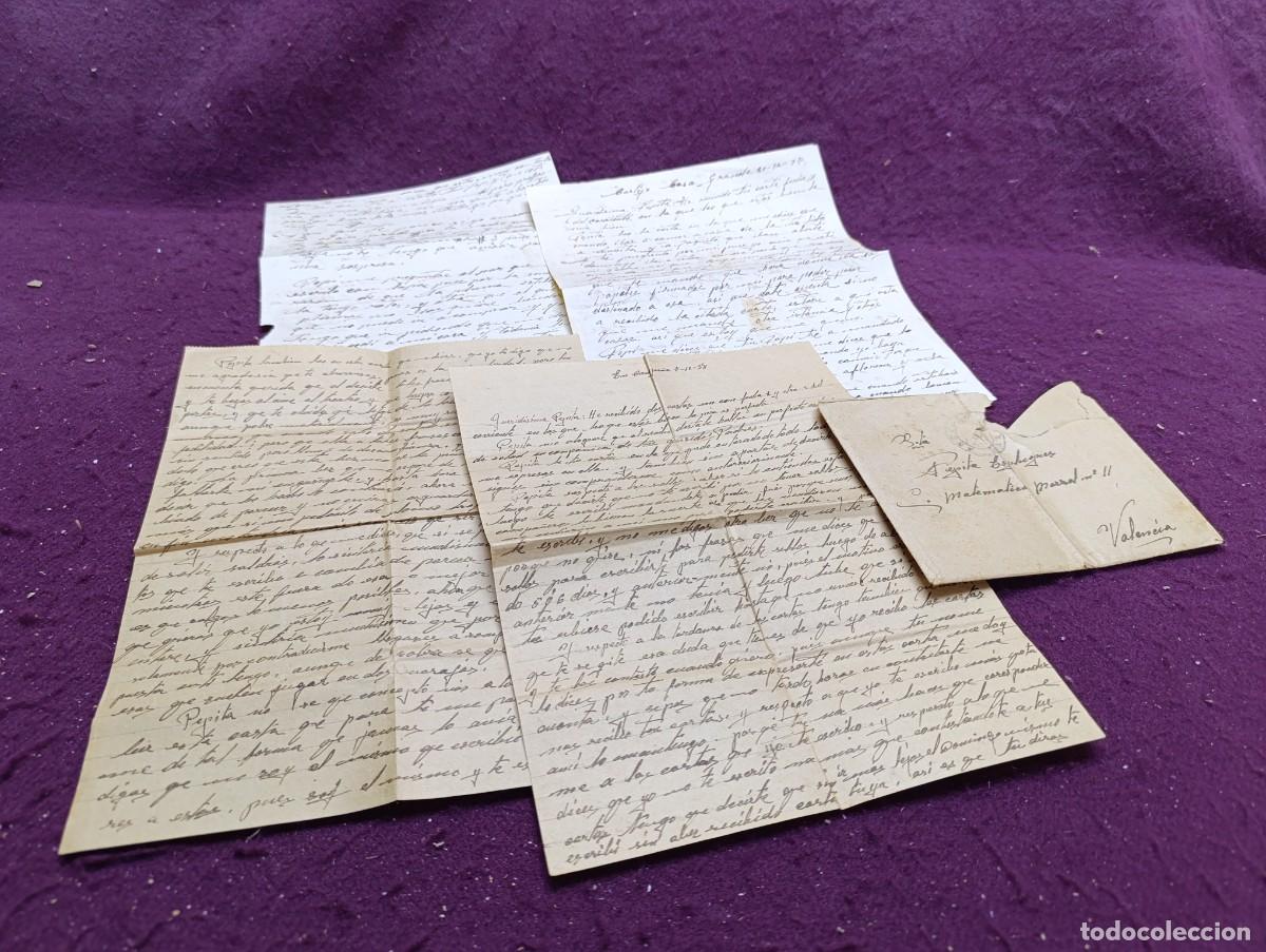 Militaria: Guerra Civil, correspondencia de combatiente, 2 cartas y 1 sobre, Valencia